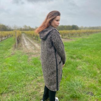 manteau double-face capuche fait main pression Lehna