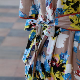 robe manche trois quart ceinture artisanat Fleurette