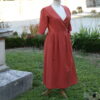 robe portefeuille longue chic brique pli artisanat Romane