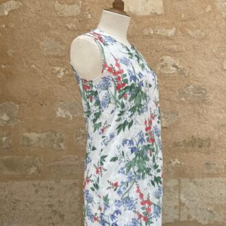 robe longue imprimé végétal rouge vert évasée Diannah