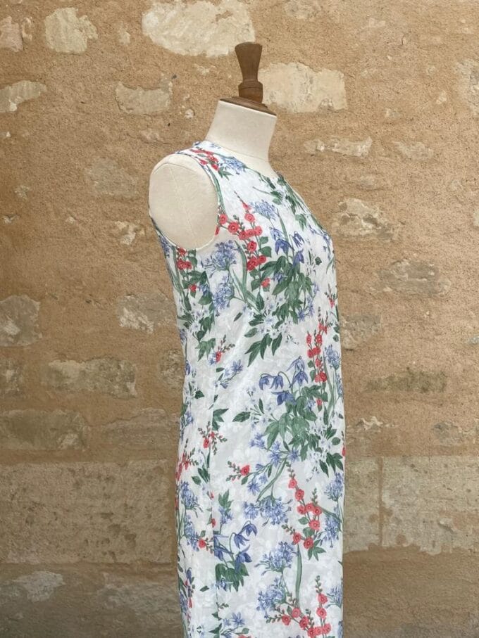 robe longue imprimé végétal rouge vert évasée Diannah