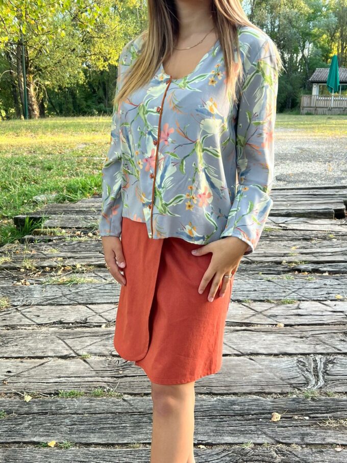 chemisier haut femme France décolleté rond large fluide Lilou