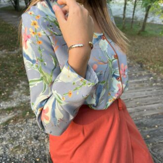 chemise viscose gris imprimé végétal droit Bordeaux artisanat Lilou
