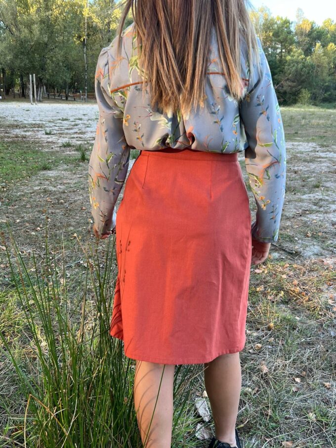 jupe mi-longue brique femme petite série portefeuille France Léonie