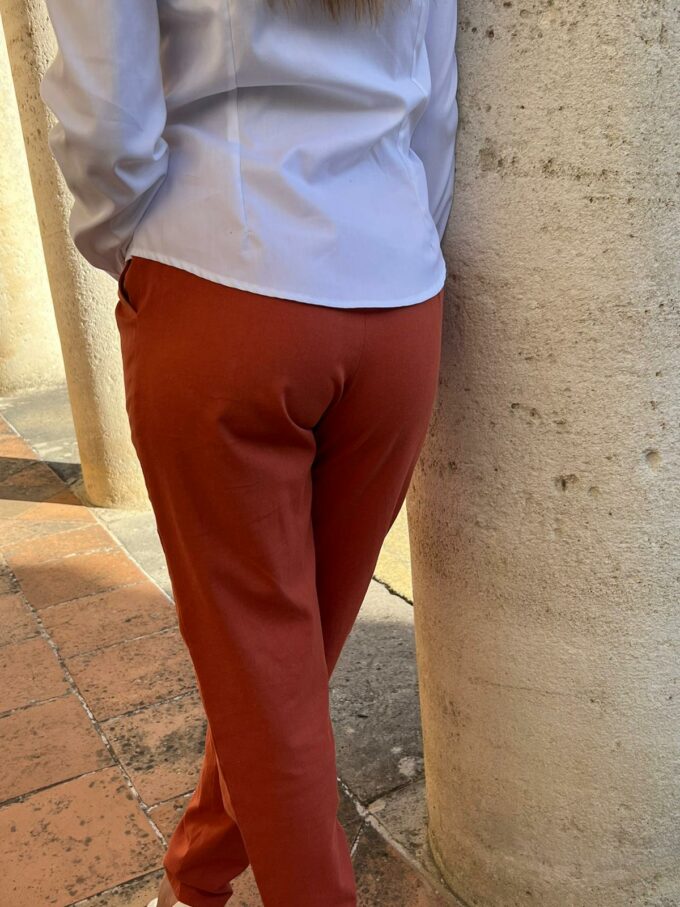 pantalon boutonné fermeture élégant classique Bordeaux Ambre