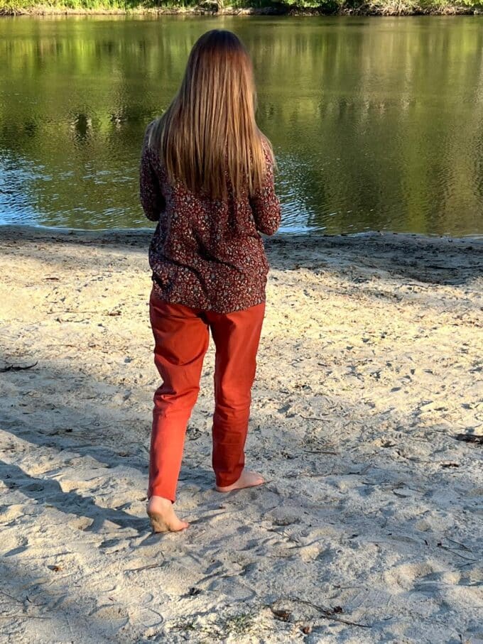 bas brique uni coton lin printemps poches France local Ambre