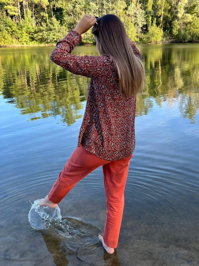 pantalon femme automne fait main France pince Ambre