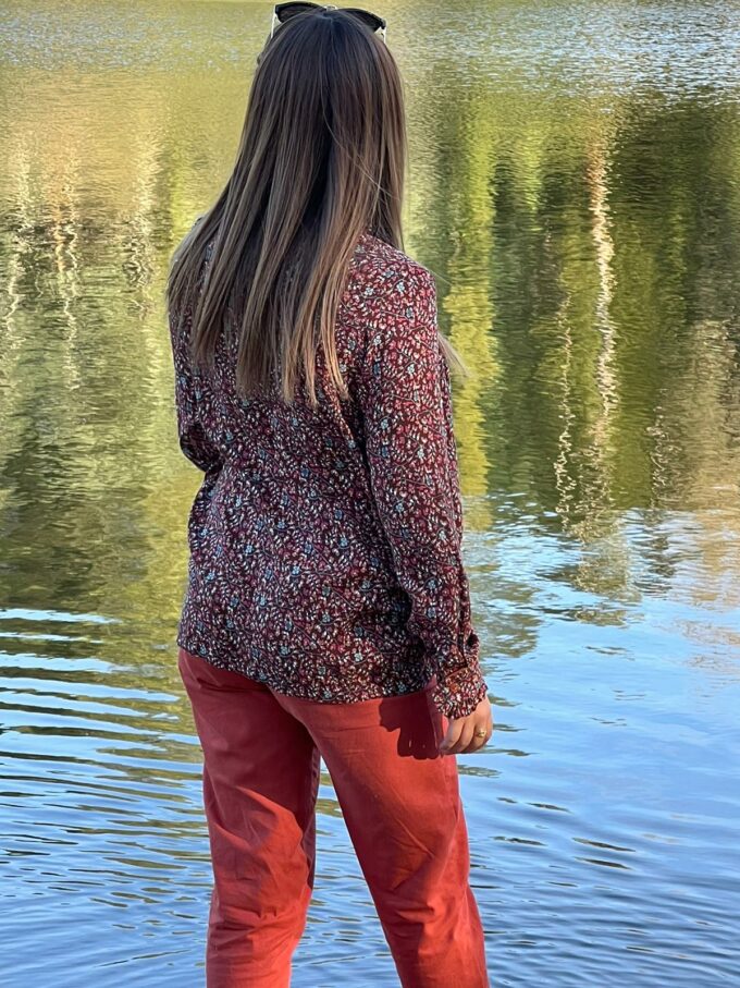 chemisier manches longues viscose fait main poignets fantaisie Angel