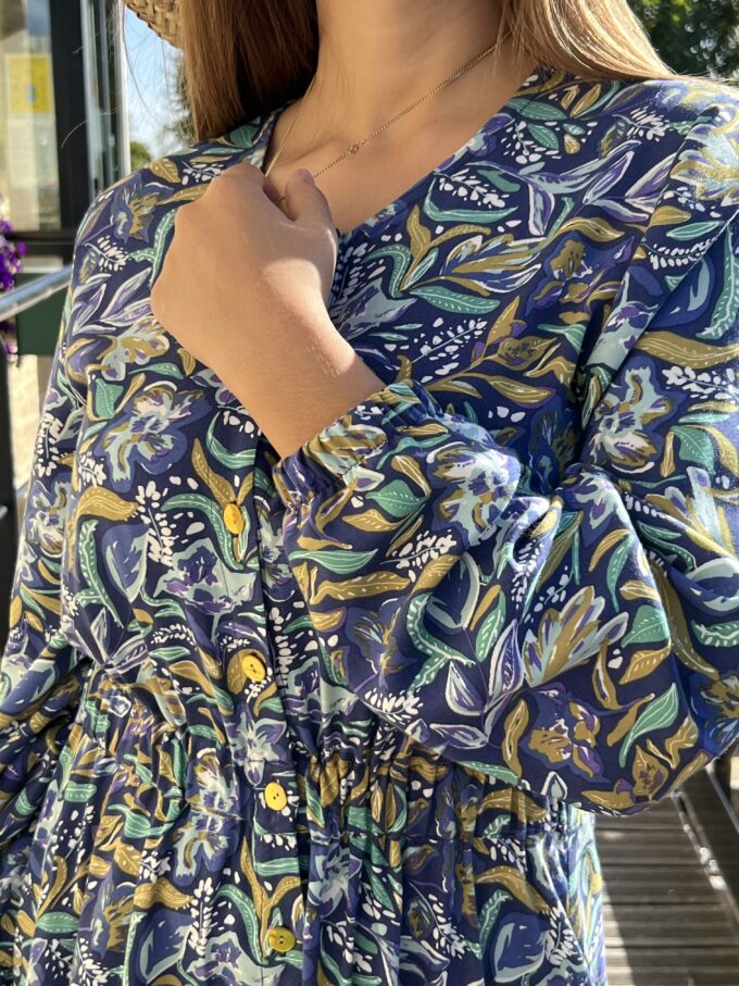 robe col rond taille élastique fleurie France artisanal créatrice Kyara