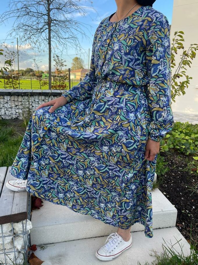 robe boutonnée femme bouton jaune large décontractée ample Kyara