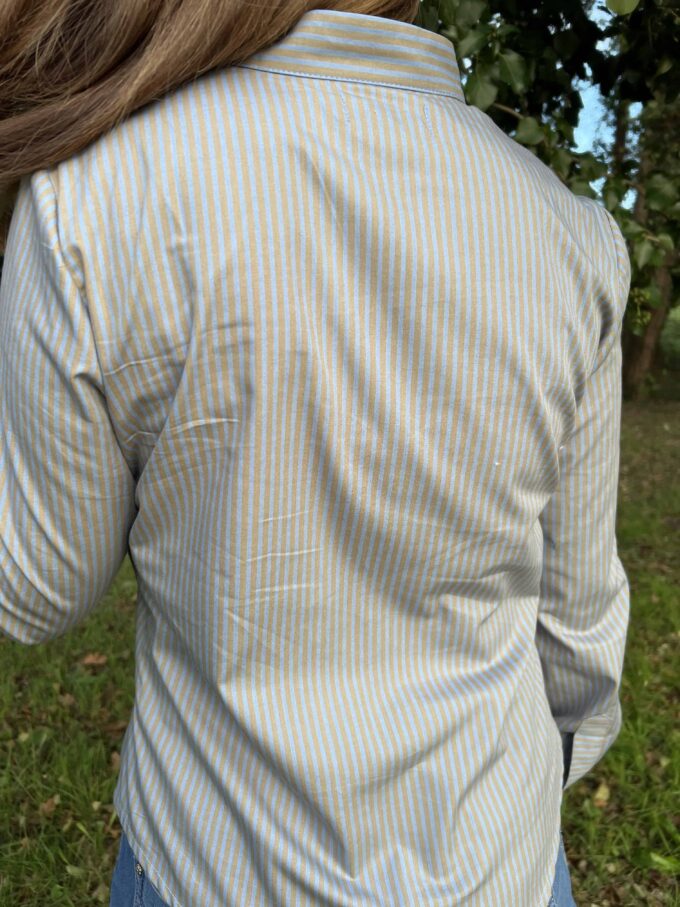 chemisier rayé manches longues boutonné cintré poignet gironde Adèle