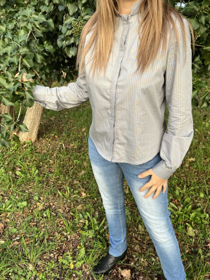 chemise rayé manches longues boutonné arrondi hiver Bordeaux Adèle