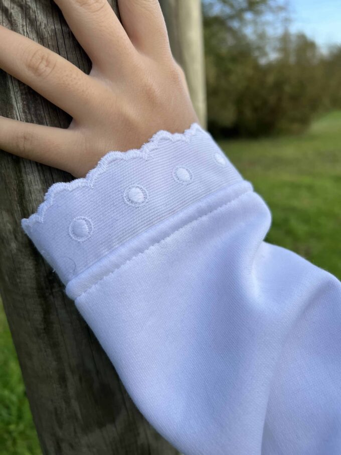 sweat blanc broderie chaud hiver droit femme Thaïs