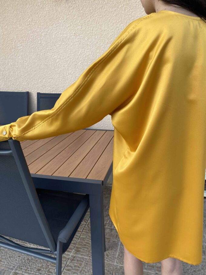 robe-kamélya-wasni-france-06 robe jaune manches longues mi longue boutonnée polyester Kamélia