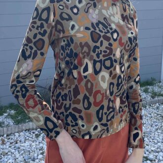 sweat manches longues col rond imprimé animal coton elasthanne Celeste