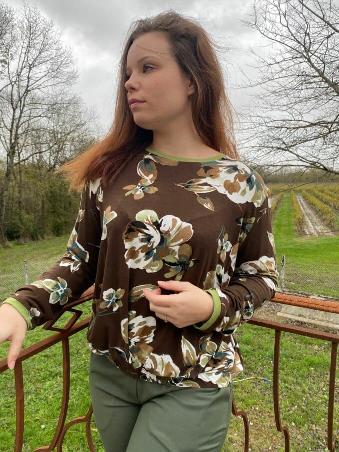 tee-shirt-kelly-wasni-france-01 tee-shirt fleurie manches longues fait main Bordeaux Kelly
