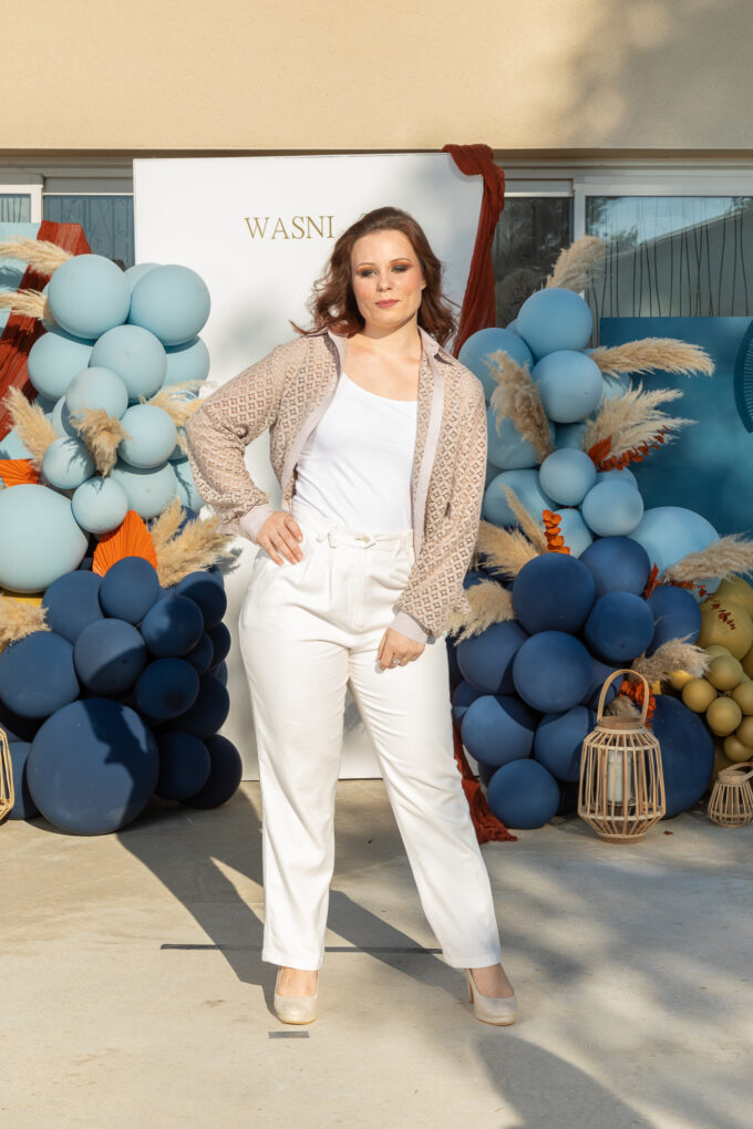 Chemisier beige dentelle boutonné manches longues poignet Christine