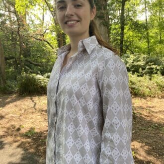 chemisier imprimée losange coton gris manches longues boutonnée Corine