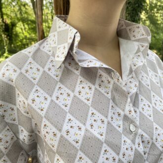 chemise grise imprimée coton manche longue col chemisier Corine