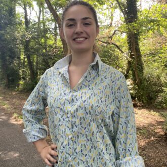 chemise imprimé coton boutonné manches longues col chemisier vert clair Estelle