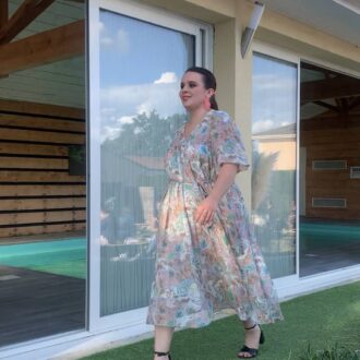 robe imprimée longue manches courtes larges grossesse voile décontractée Anne