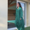 robe chemise longue boutonnée poches verte manches longues boutons nacre femme Assia