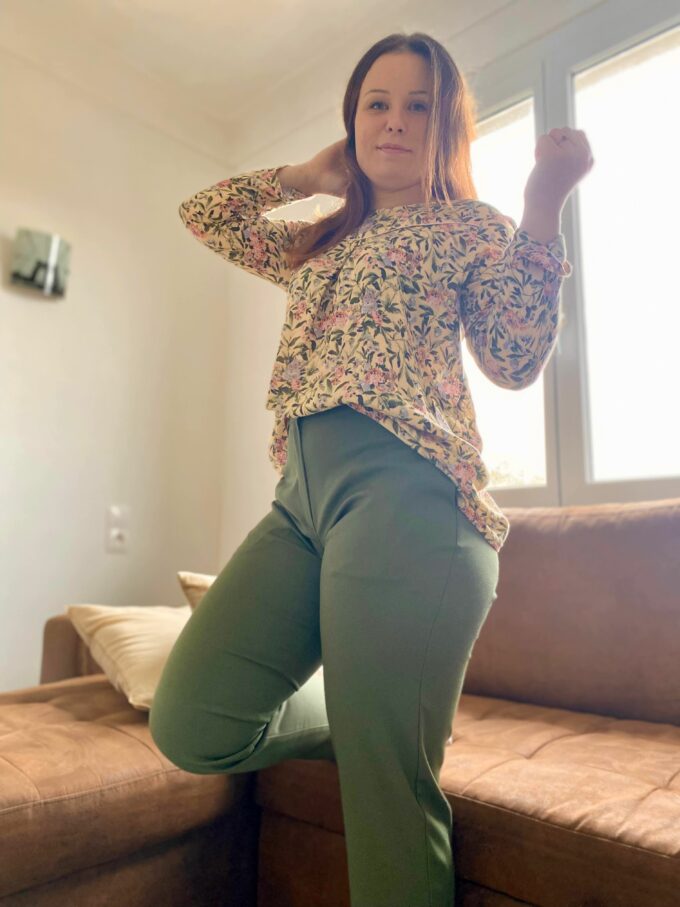 chemisier fleurie manches longues col rond été demi saison viscose passepoil manches droites sud ouest Maëva